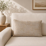 Slub Polyester 50 x 30 cm Filled Cushion- Taupe
