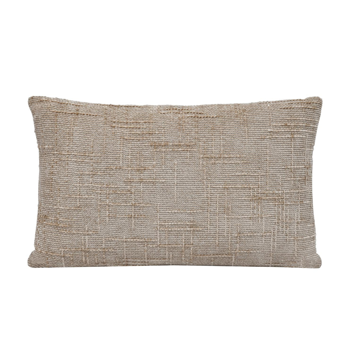 Slub Polyester 50 x 30 cm Filled Cushion- Taupe