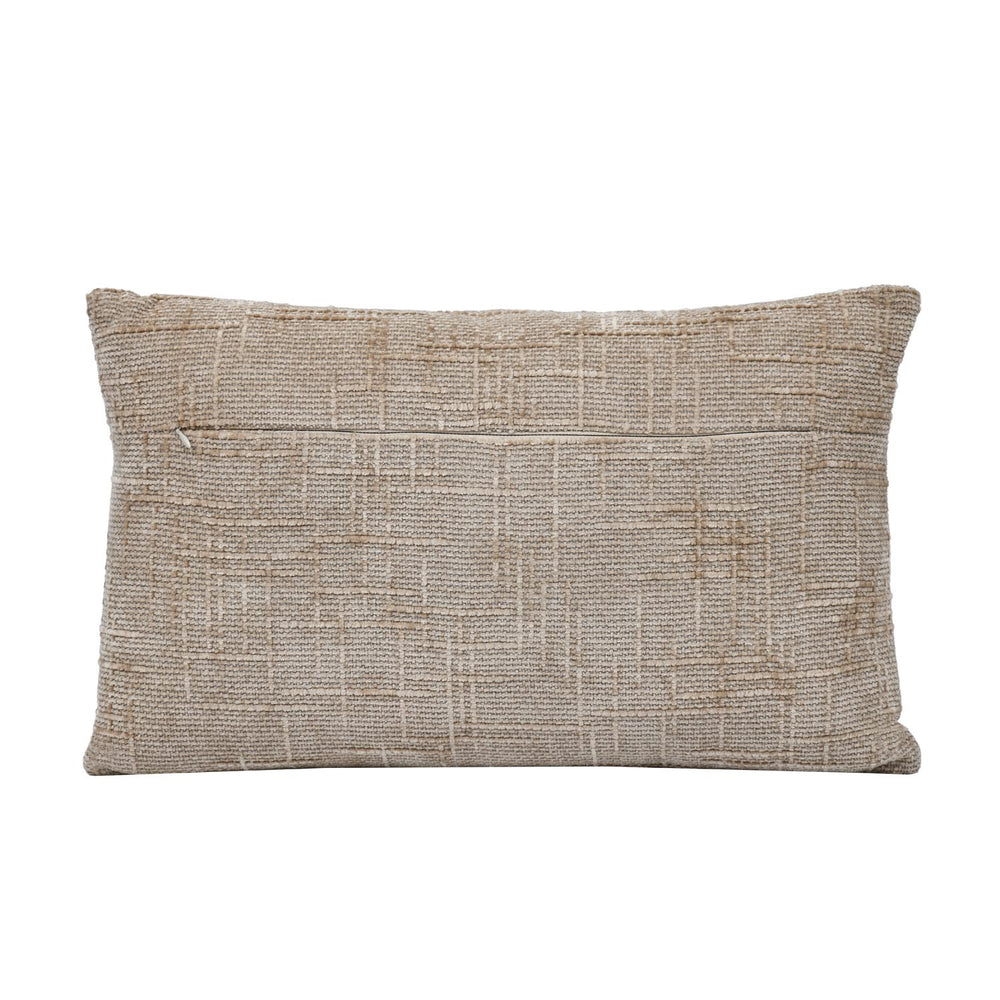 Slub Polyester 50 x 30 cm Filled Cushion- Taupe
