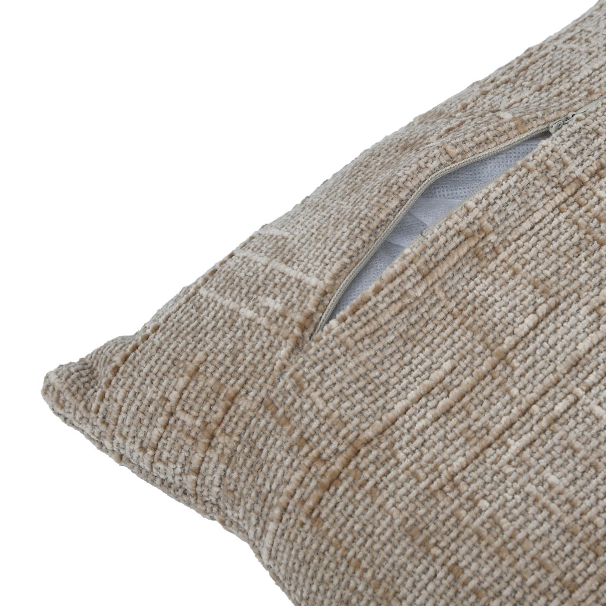 Slub Polyester 50 x 30 cm Filled Cushion- Taupe