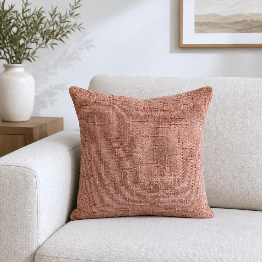 Slub Polyester 50 x 50 cm Filled Cushion- Blush