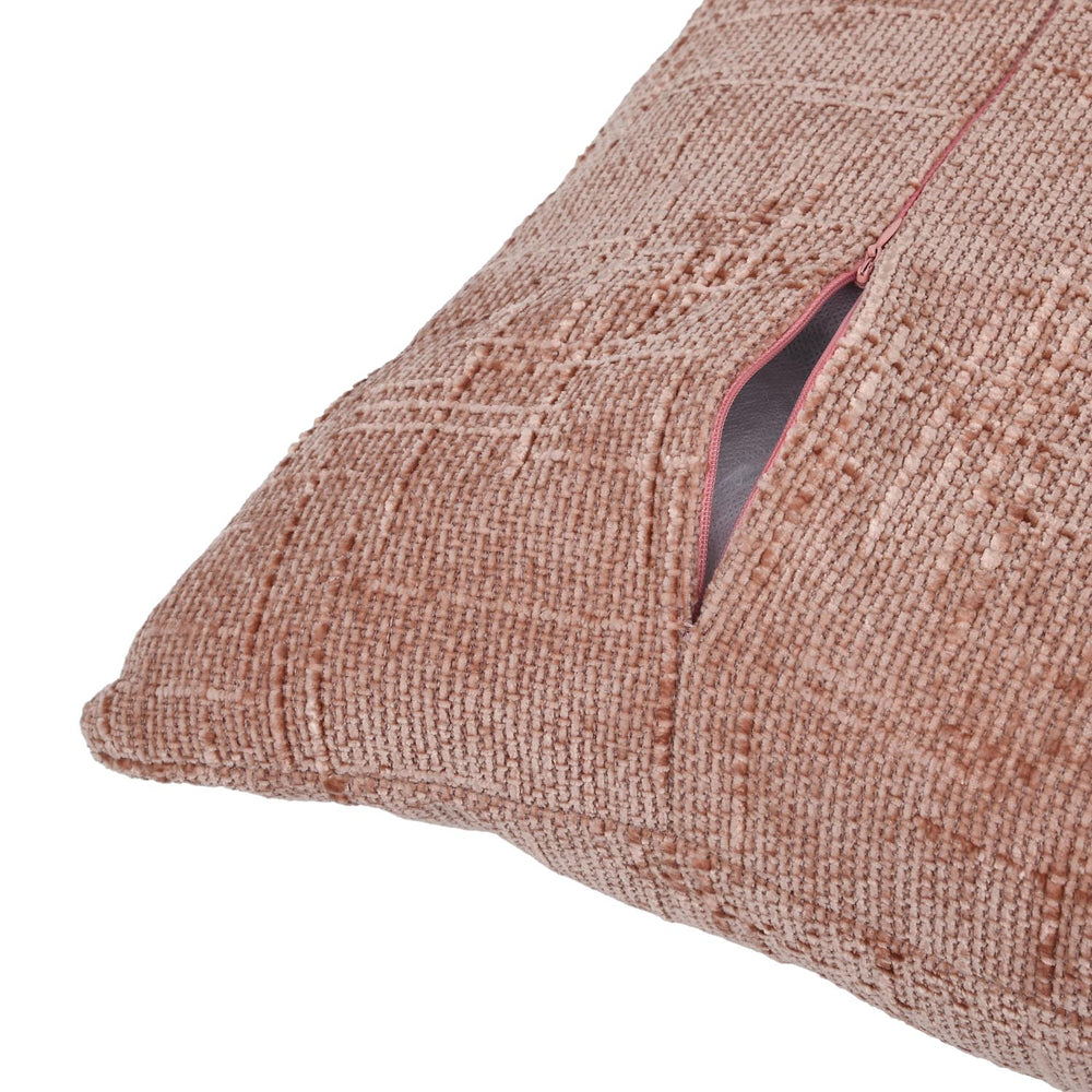 Slub Polyester 50 x 50 cm Filled Cushion- Blush