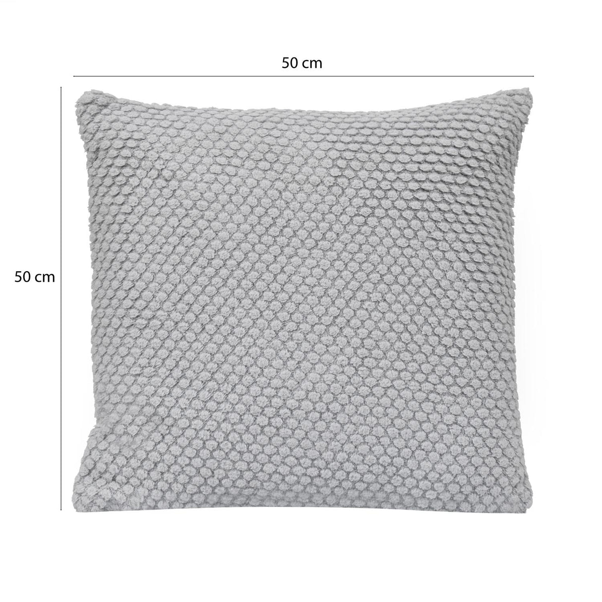 Popcorn Weave Polyester 50 x 50 cm Filled Cushion- Grey