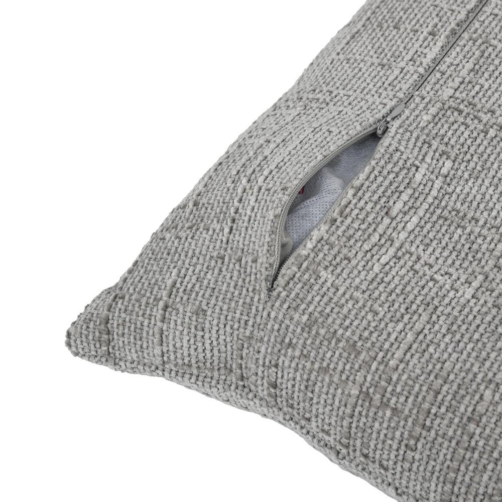 Slub Polyester 50 x 30 cm Filled Cushion- Grey