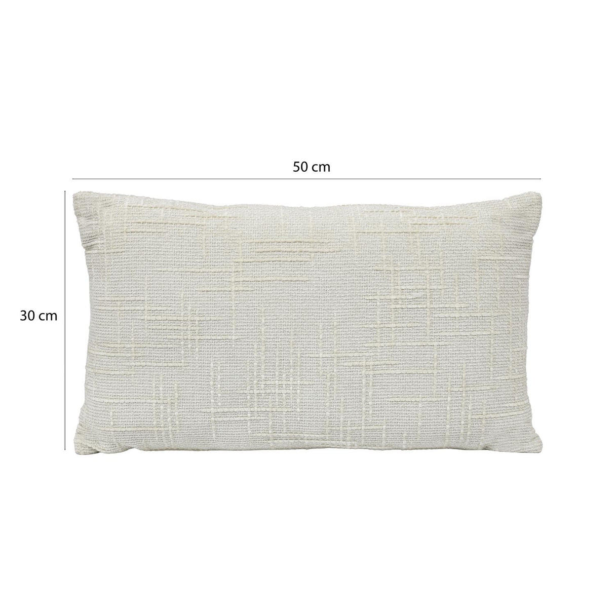Slub Polyester 50 x 30 cm Filled Cushion- Cream
