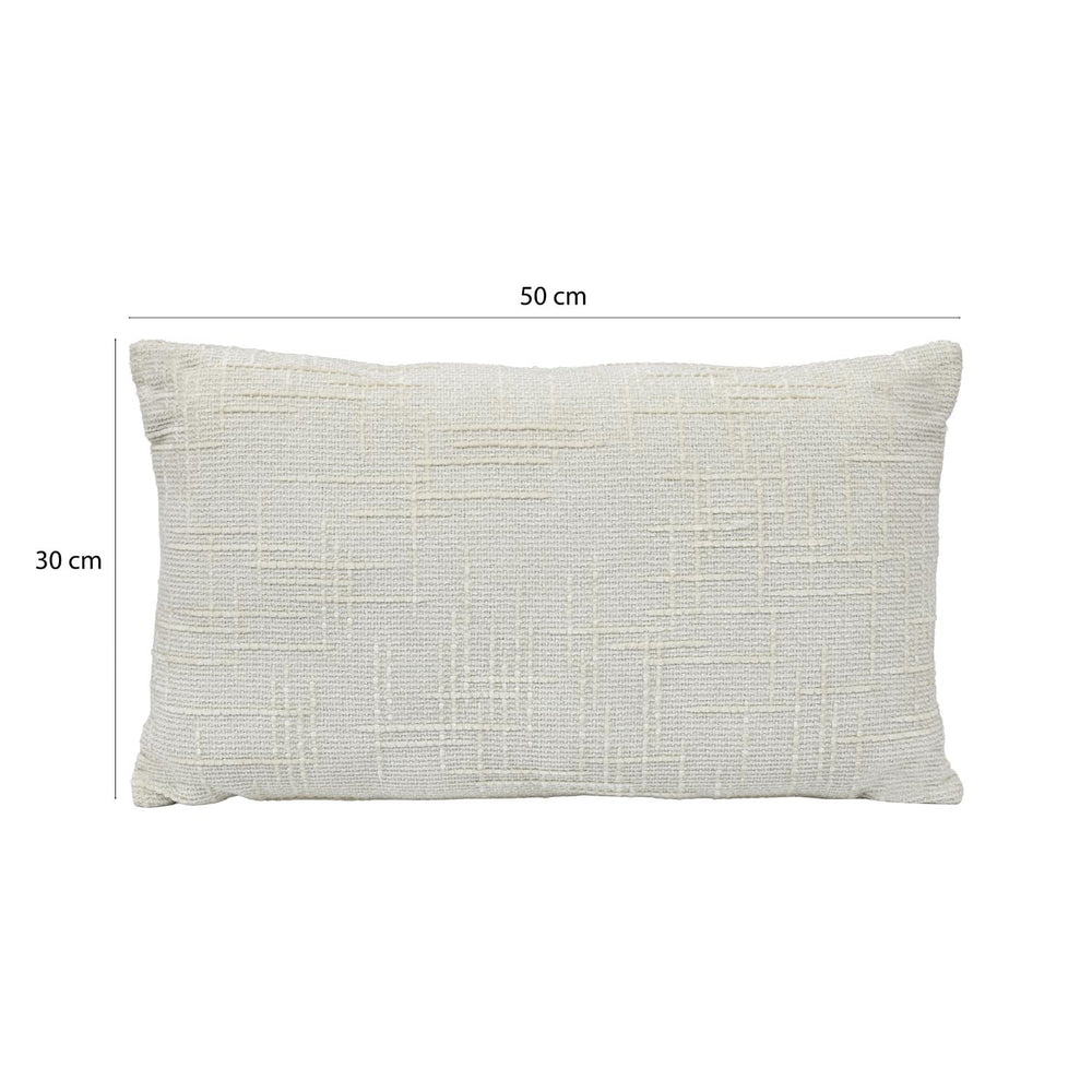 Slub Polyester 50 x 30 cm Filled Cushion- Cream