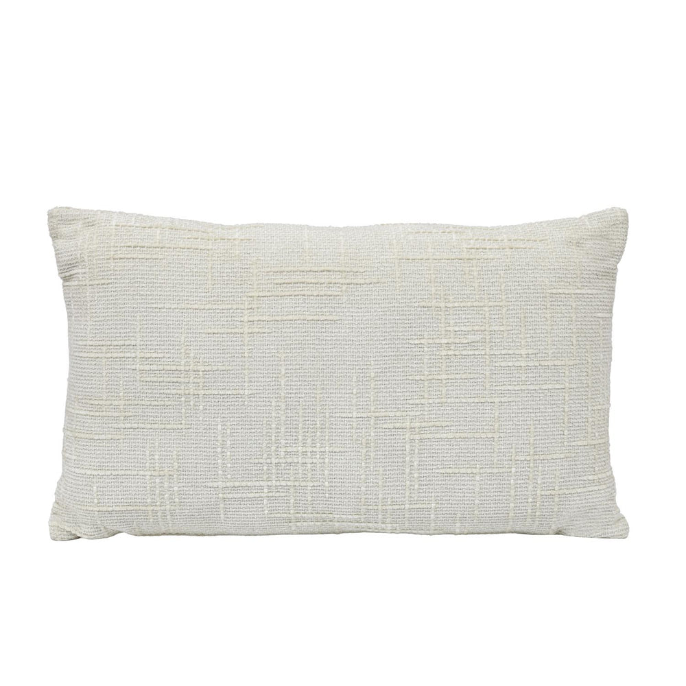 Slub Polyester 50 x 30 cm Filled Cushion- Cream