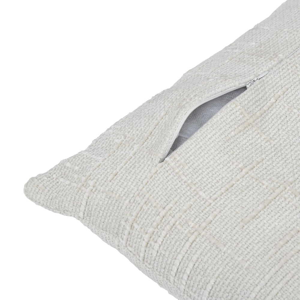 Slub Polyester 50 x 30 cm Filled Cushion- Cream