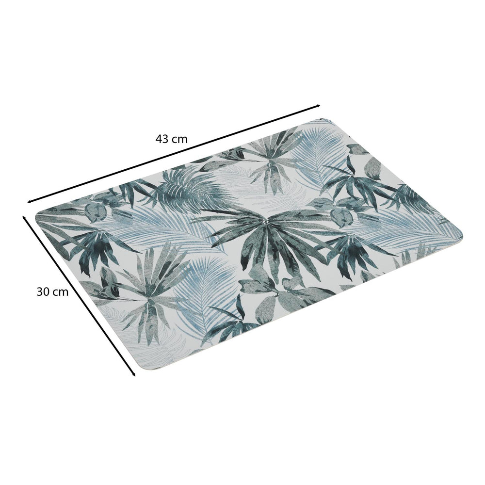 Leaves Print Placemat Set of 4- Grey