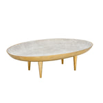 Oval Serving Plate with Legs- Large, White & Gold