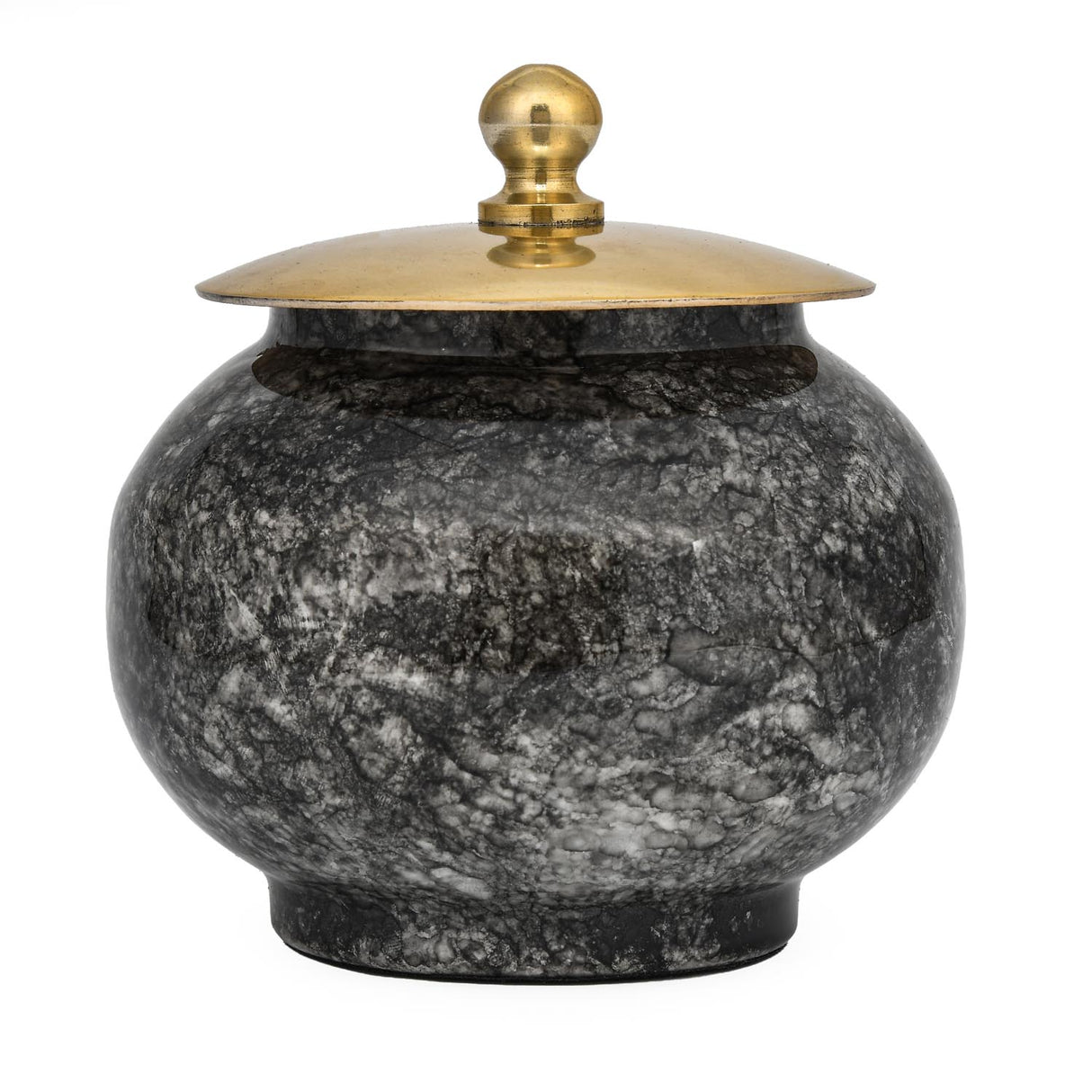 Round Metal Cannister with Lid- Black & Gold