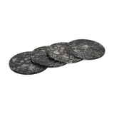 Round Coasters Set of 4 with Holder- Black & Gold