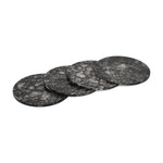 Round Coasters Set of 4 with Holder- Black & Gold