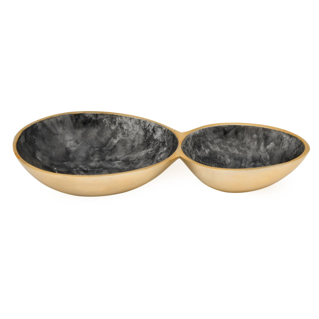 Two Compartments Oval Serving Platter- Black & Gold