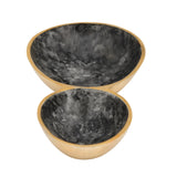 Two Compartments Oval Serving Platter- Black & Gold