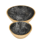 Two Compartments Oval Serving Platter- Black & Gold