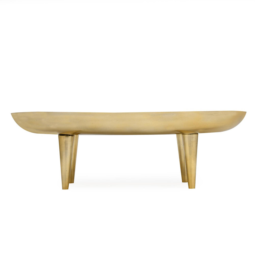Oval Serving Plate with Legs- Small, White & Gold
