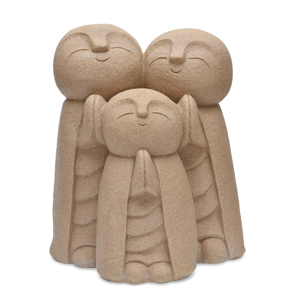 Trio Monks Polyresin Outdoor Showpiece- Sand