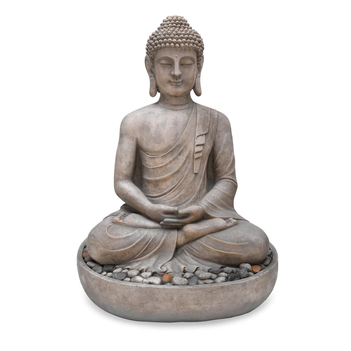 Meditating Buddha Polyresin Outdoor Showpiece- Grey