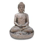 Meditating Buddha Polyresin Outdoor Showpiece- Grey