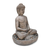 Meditating Buddha Polyresin Outdoor Showpiece- Grey