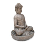 Meditating Buddha Polyresin Outdoor Showpiece- Grey