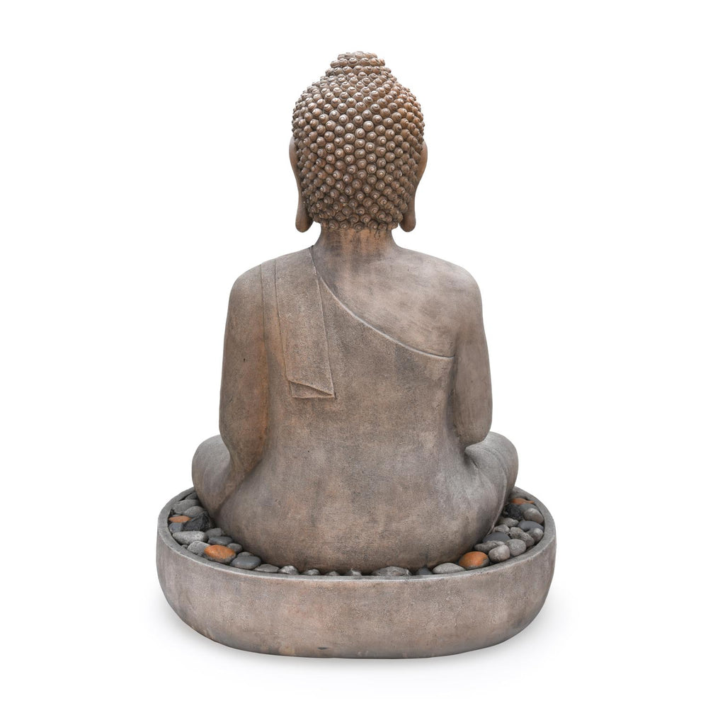 Meditating Buddha Polyresin Outdoor Showpiece- Grey