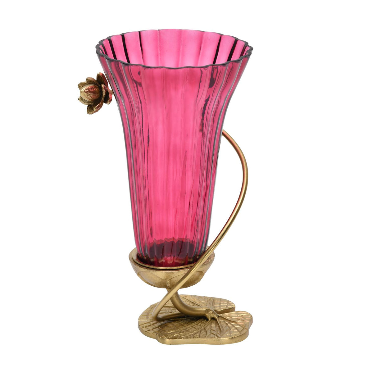 Swirl Lotus Tall Vase- Pink & Gold
