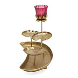 Deocrative Platter with One Lotus Votive- Gold