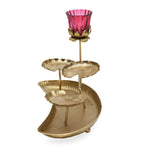 Deocrative Platter with One Lotus Votive- Gold