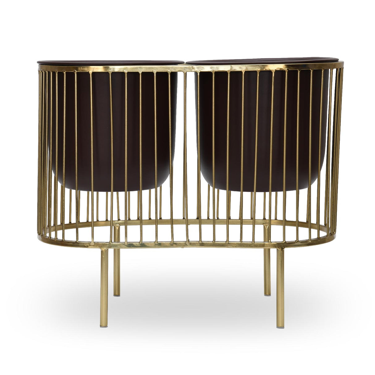 Two Pot Metal Planter- Gold & Brown