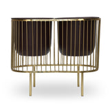 Two Pot Metal Planter- Gold & Brown