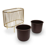 Two Pot Metal Planter- Gold & Brown