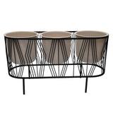 Three Pot Metal Planter- Ivory & Black