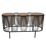 Three Pot Metal Planter- Ivory & Black