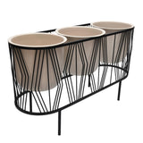 Three Pot Metal Planter- Ivory & Black