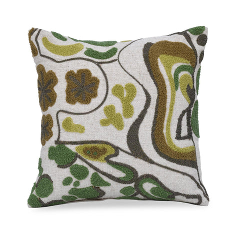 Garden Glow Embroidered 16" x 16" Cushion Cover- Green