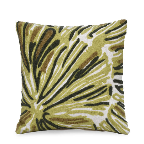 Leaf Radiance Embroidered 16" x 16" Cushion Cover- Green