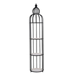 Bird Cage Shape Metal Planter Stand- Ivory & Black