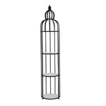 Bird Cage Shape Metal Planter Stand- Ivory & Black