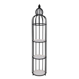 Bird Cage Shape Metal Planter Stand- Ivory & Black