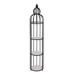 Bird Cage Shape Metal Planter Stand- Ivory & Black