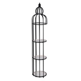 Bird Cage Shape Metal Planter Stand- Ivory & Black