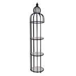 Bird Cage Shape Metal Planter Stand- Ivory & Black