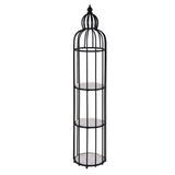 Bird Cage Shape Metal Planter Stand- Ivory & Black