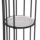Bird Cage Shape Metal Planter Stand- Ivory & Black