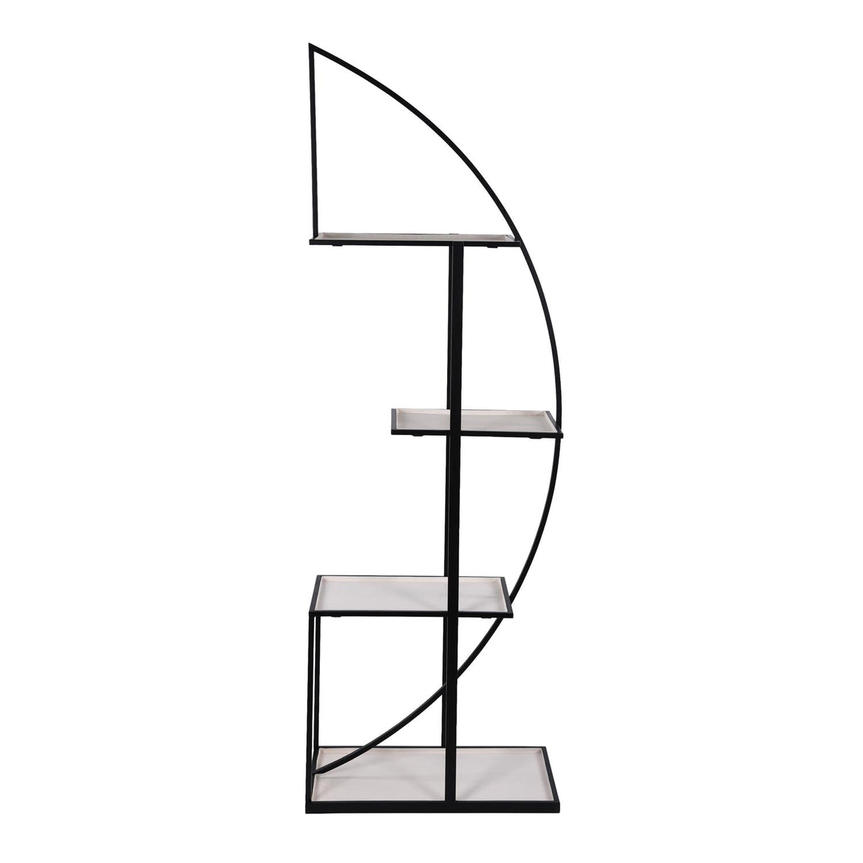 Modern Arch Metal Planter Stand- Ivory & Black