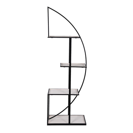 Modern Arch Metal Planter Stand- Ivory & Black