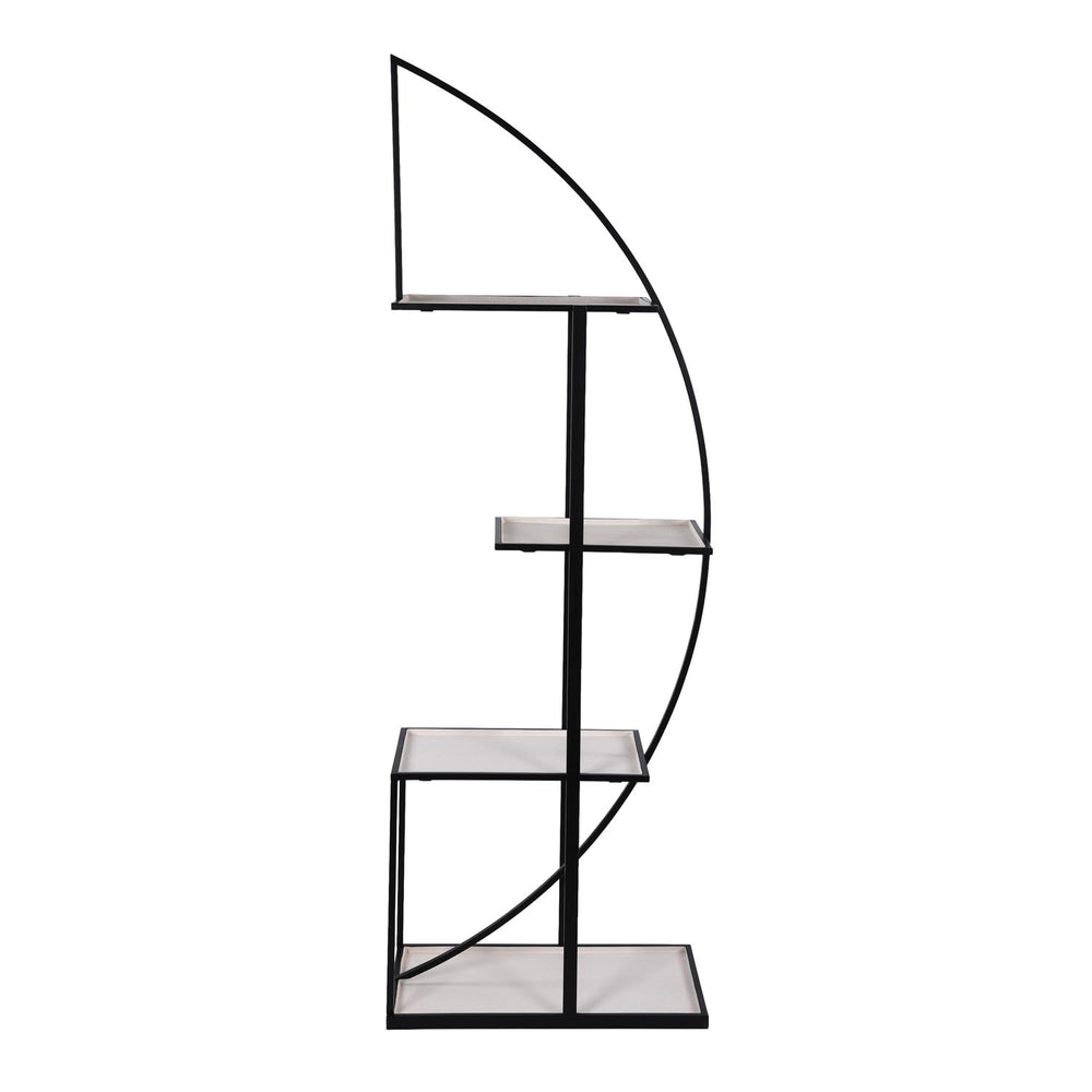 Modern Arch Metal Planter Stand- Ivory & Black