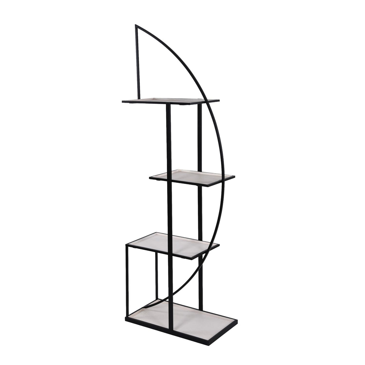 Modern Arch Metal Planter Stand- Ivory & Black